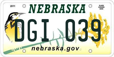 NE license plate DGI039