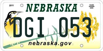 NE license plate DGI053