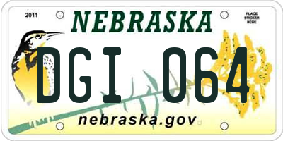 NE license plate DGI064