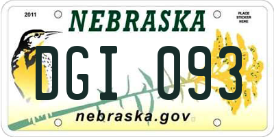 NE license plate DGI093