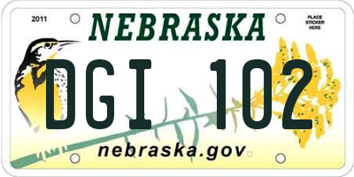 NE license plate DGI102
