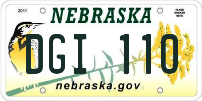 NE license plate DGI110