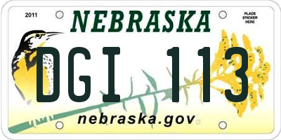 NE license plate DGI113