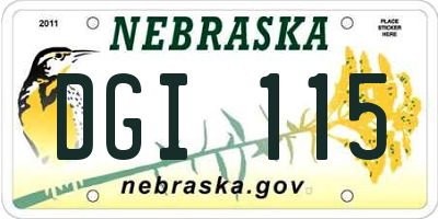 NE license plate DGI115