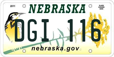 NE license plate DGI116