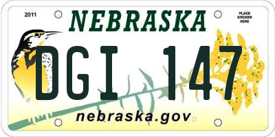 NE license plate DGI147
