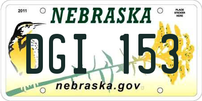 NE license plate DGI153