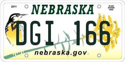 NE license plate DGI166