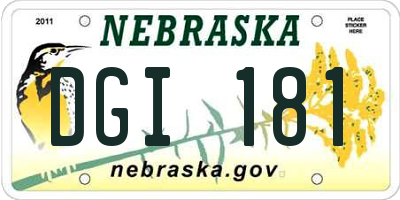 NE license plate DGI181