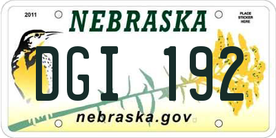 NE license plate DGI192