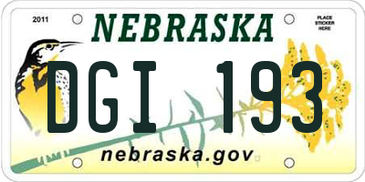 NE license plate DGI193