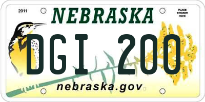 NE license plate DGI200