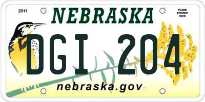 NE license plate DGI204