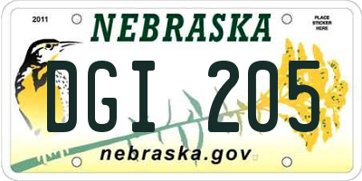 NE license plate DGI205