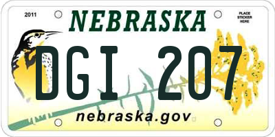 NE license plate DGI207