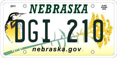 NE license plate DGI210
