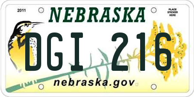 NE license plate DGI216