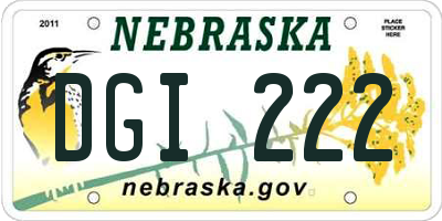 NE license plate DGI222