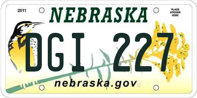 NE license plate DGI227