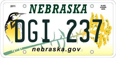 NE license plate DGI237
