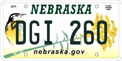 NE license plate DGI260