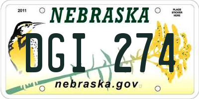 NE license plate DGI274
