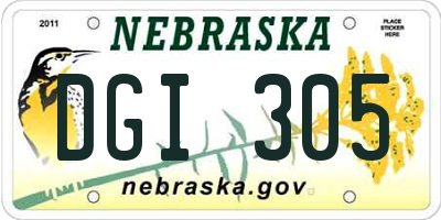 NE license plate DGI305