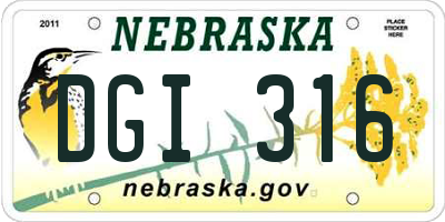 NE license plate DGI316