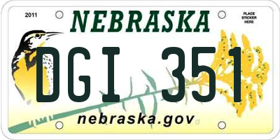 NE license plate DGI351