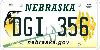 NE license plate DGI356