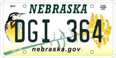 NE license plate DGI364