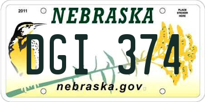 NE license plate DGI374