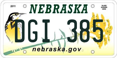 NE license plate DGI385