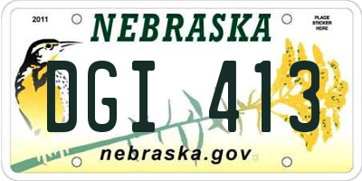 NE license plate DGI413