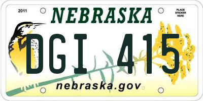 NE license plate DGI415