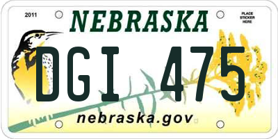 NE license plate DGI475