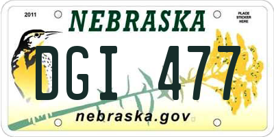 NE license plate DGI477