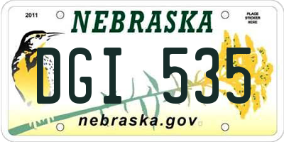 NE license plate DGI535