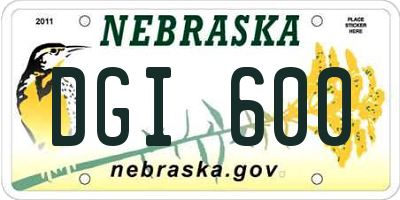 NE license plate DGI600