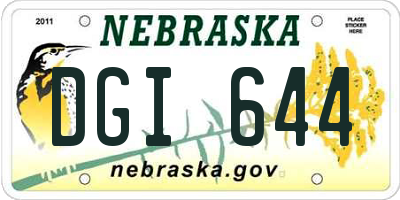 NE license plate DGI644