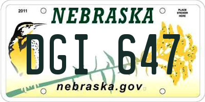 NE license plate DGI647