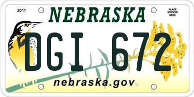 NE license plate DGI672