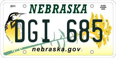 NE license plate DGI685