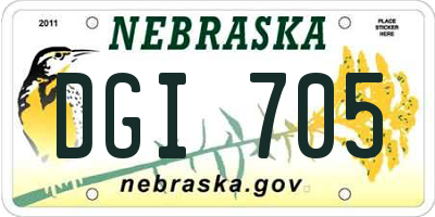 NE license plate DGI705