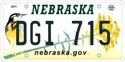 NE license plate DGI715