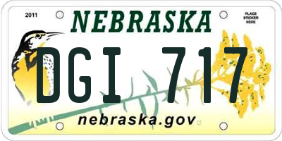 NE license plate DGI717