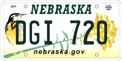 NE license plate DGI720