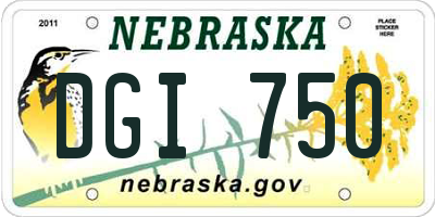 NE license plate DGI750