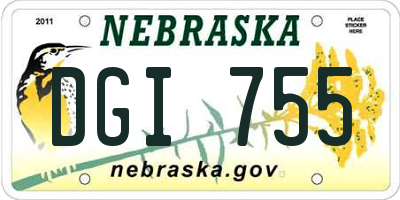 NE license plate DGI755
