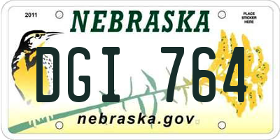NE license plate DGI764